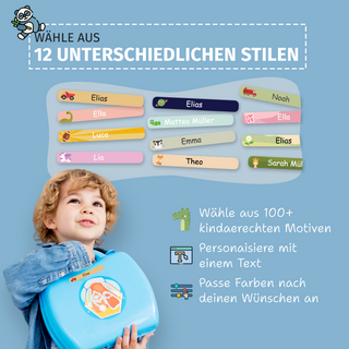 Aufkleber Stifte "Namensaufkleber Kinder" – Motiv Bagger