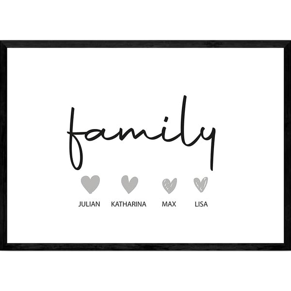Personalisiertes Poster – Familie Poster mit Herz