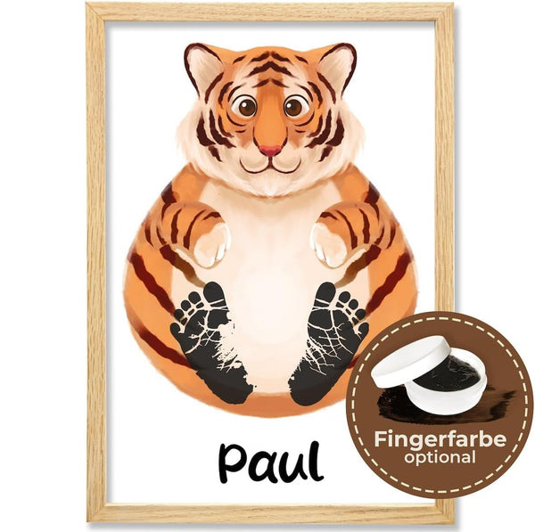 Personalisiertes Poster – Baby Fußabdruck Motiv Tiger