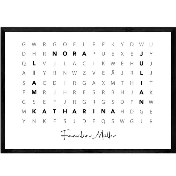 Personalisiertes Poster – Familien Wortsuche Querformat