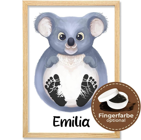 Personalisiertes Poster – Baby Fußabdruck Motiv Koala