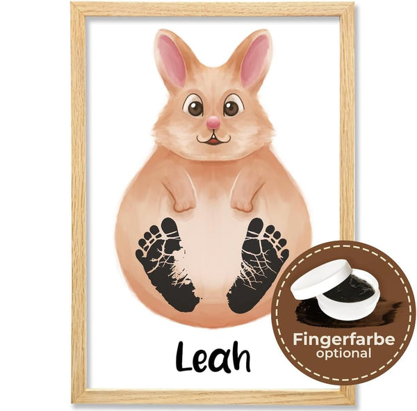 Personalisiertes Poster – Baby Fußabdruck Motiv Kaninchen