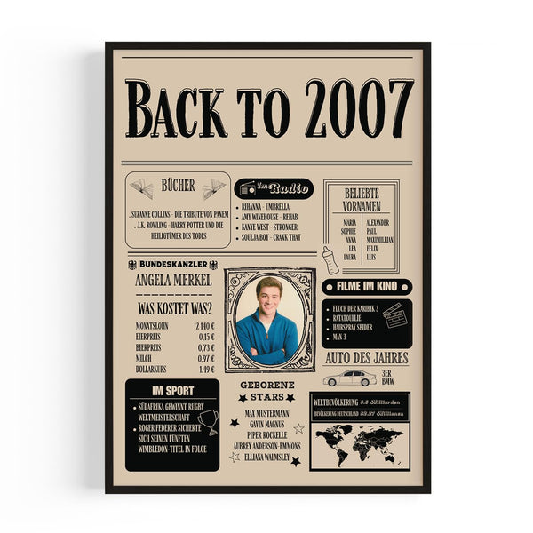 Personalisiertes Poster – Back to 2007 mit Foto