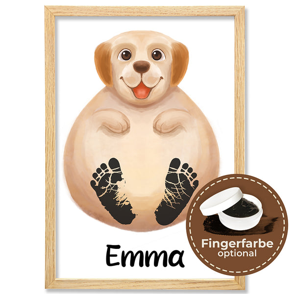 Personalisiertes Poster – Baby Fußabdruck Motiv Hund